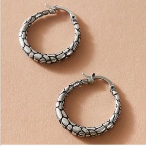 Silver Color Textured Earrings
